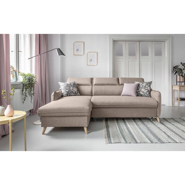 Béžová rozkladacia rohová pohovka (ľavý roh) Sweet Harmony – Miuform-image-1