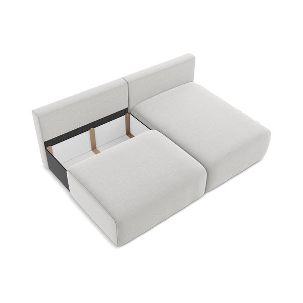 Svetlosivá zamatová rozkladacia/s úložným priestorom rohová pohovka (pravý roh/s leňoškou) Kalena – Makamii-image-4
