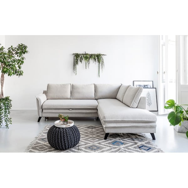 Svetlobéžová rozkladacia rohová pohovka Miuform Charming Charlie L, pravý roh-image-1