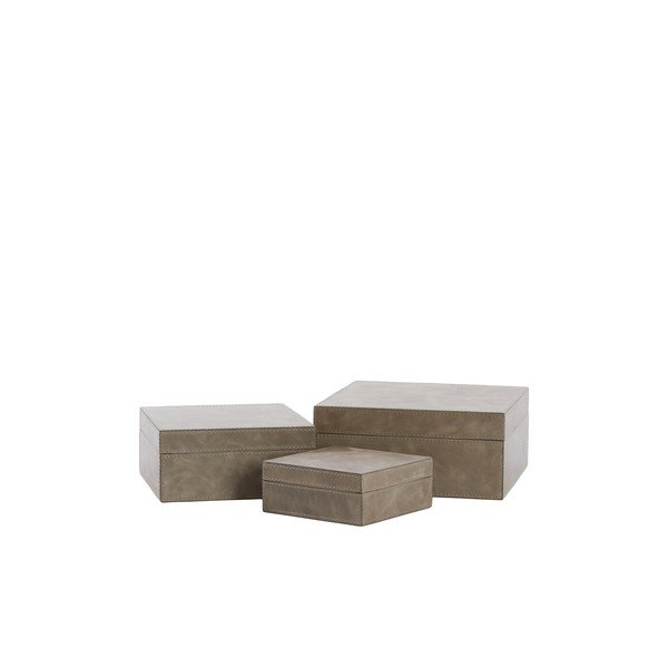 Kožené dekoratívne úložné boxy s vekom v súprave 3 ks Kae - Light & Living-image-3