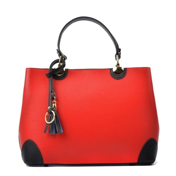 Červená kožená kabelka s Čiernymi detaily Isabella Rhea Mismo