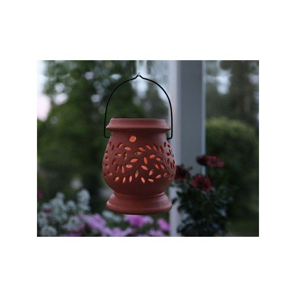 Červený vonkajší LED lampáš Star Trading Clay Terracotta, výška 14 cm-image-2