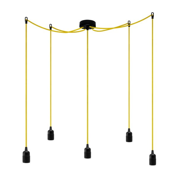 Závesné svietidlo s 5 žltými káblami Bulb Attack Uno