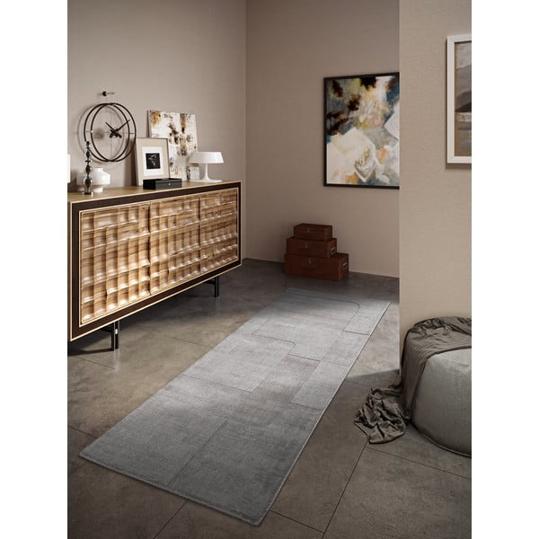 Sivý ručne tkaný vlnený behúň 80x250 cm Charlotte – Villeroy&Boch-image-1