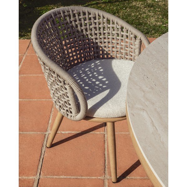 Taupe polstrovaná záhradná stolička Lidario – Kave Home-image-1