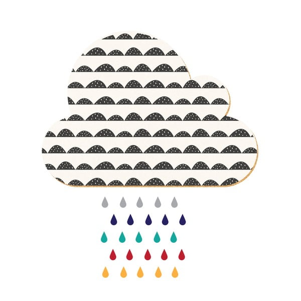 Dekoratívna samolepiaca nástenka Dekornik White Cloud With Colorful Drops, 57 x 40 cm