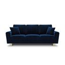Modrá zamatová rozkladacia/s úložným priestorom pohovka 235 cm Kyoto – Cosmopolitan Design