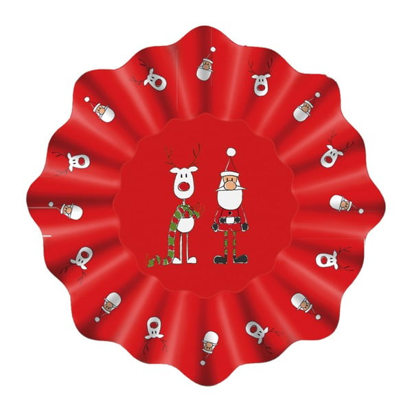 Červený sklenený tanier s vianočným motívom PPD Xmas Plate Rudi Scarf, ⌀ 32 cm