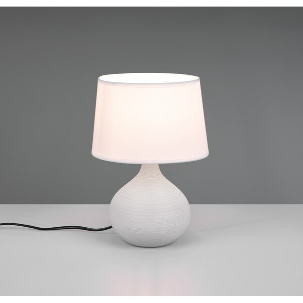 Bielo-hnedá stolová lampa z keramiky a tkaniny Reality Martin, výška 29 cm-image-2