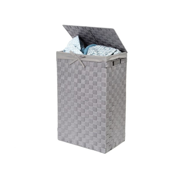 Sivý viskózny kôš na bielizeň s vekom Compactor Laundry Basket Linen, výška 60 cm-image-2