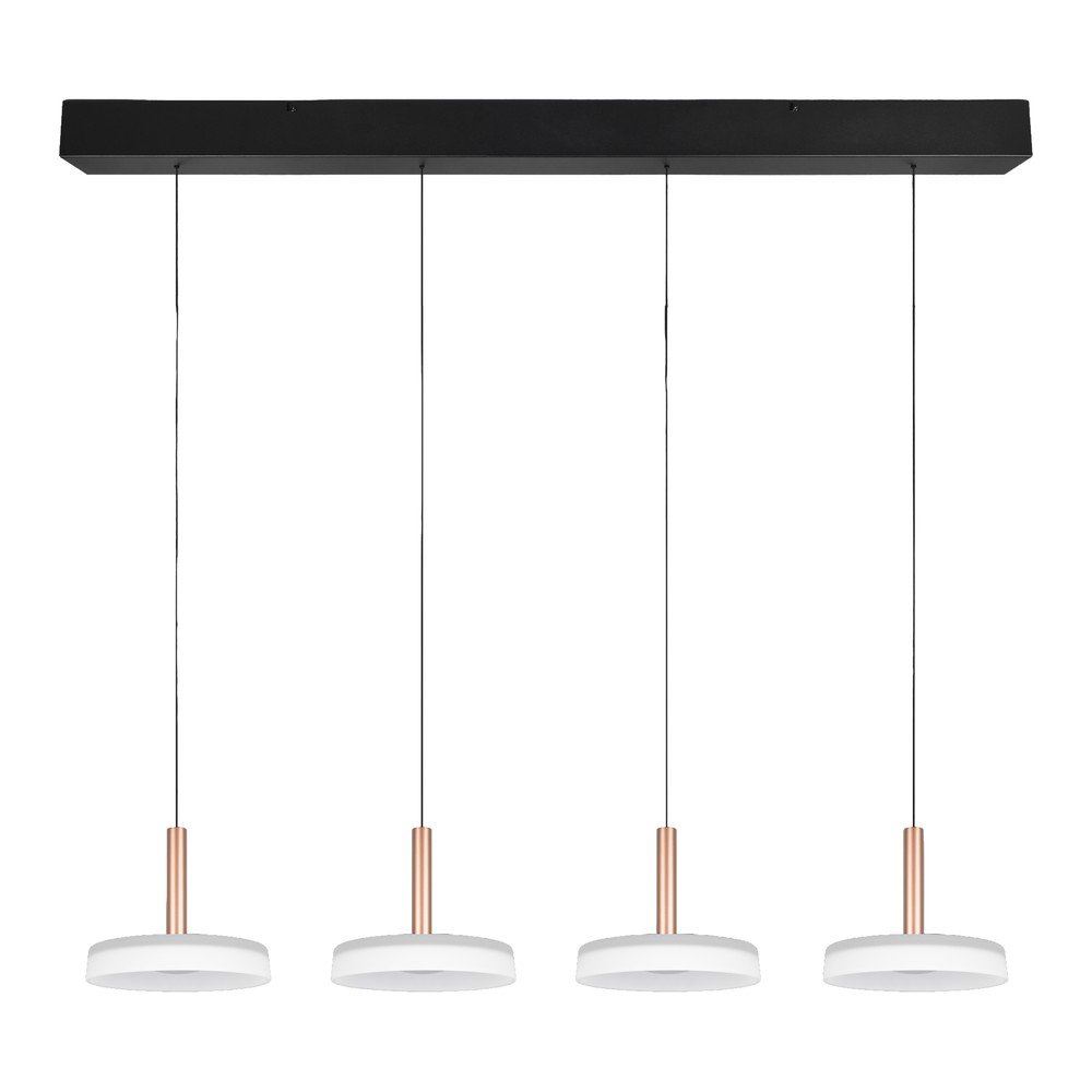 E-shop LED stmievateľné závesné svietidlo v čierno-bielo-zlatej farbe so skleneným tienidlom Celeste – Trio