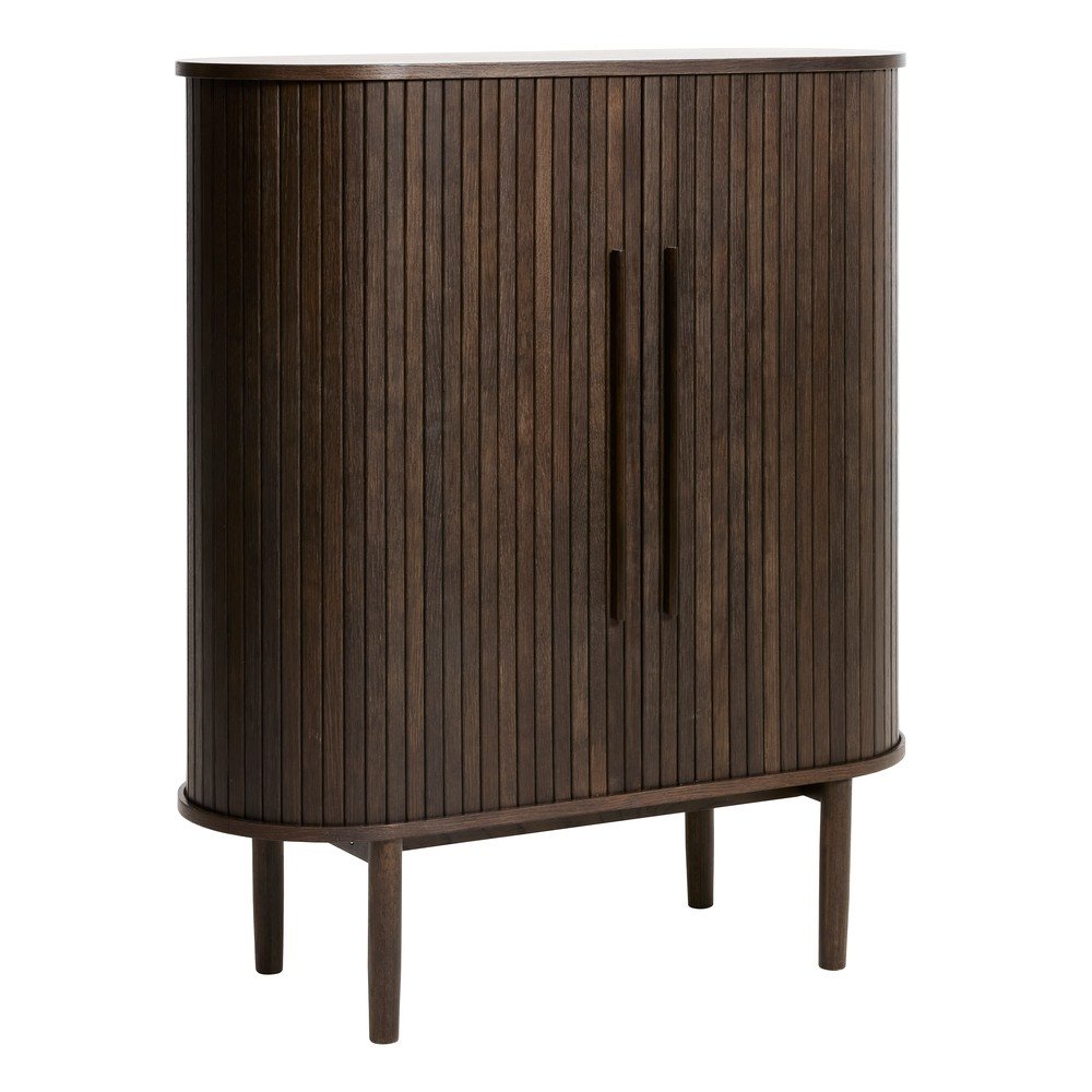 E-shop Skrinka v dekore duba s posuvnými dverami v tmavo prírodnej farbe 100x118x40 cm Meta – Unique Furniture