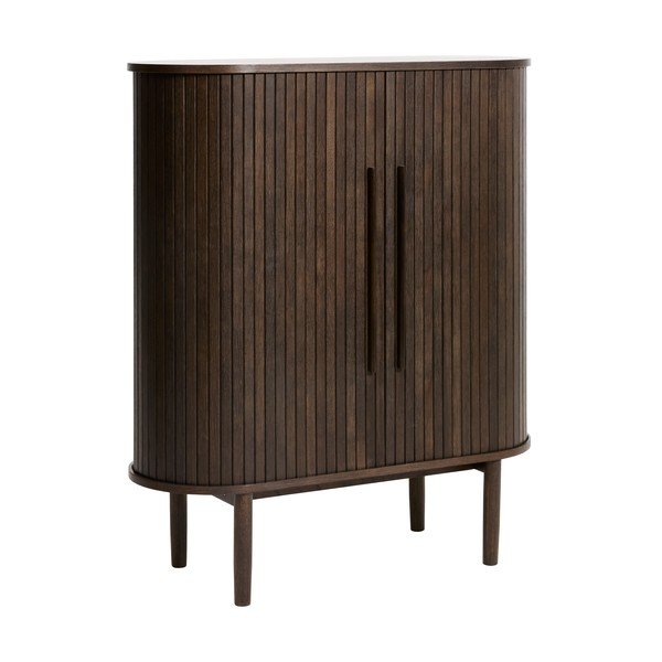 Skrinka v dekore duba s posuvnými dverami v tmavo prírodnej farbe 100x118x40 cm Meta – Unique Furniture