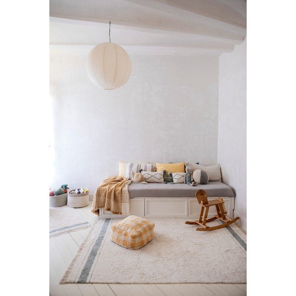 Modro-krémový prateľný ručne tkaný bavlnený koberec 140x200 cm Gastro Vintage Blue – Lorena Canals-image-3