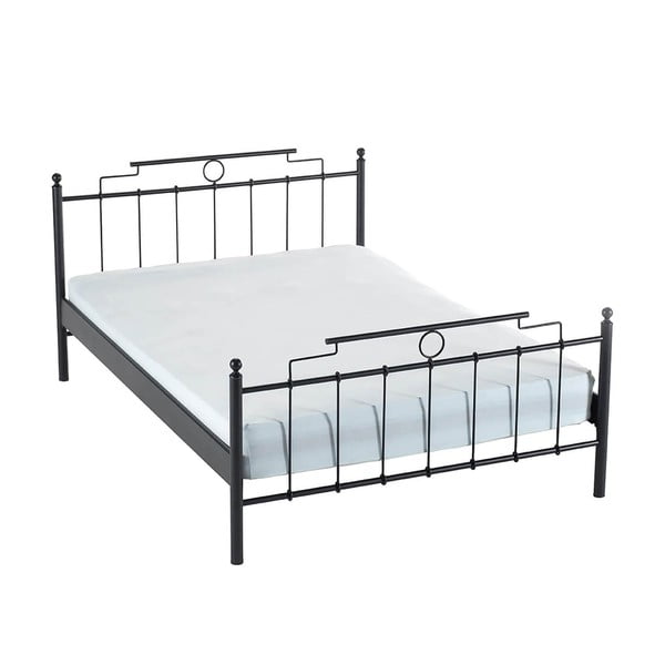 Čierna kovová dvojlôžková posteľ s roštom 160x200 cm Hatkus – Kalune Design