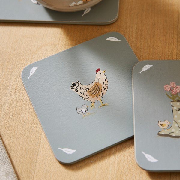 Sivé korkové tácky v súprave 4 ks Hen House Lane – Cooksmart ®-image-3