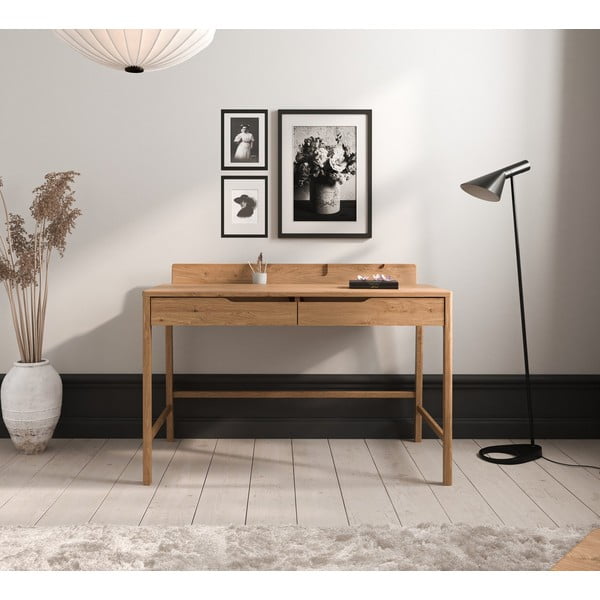 Pracovný stôl z dubového dreva 65x120 cm Twig – The Beds-image-1