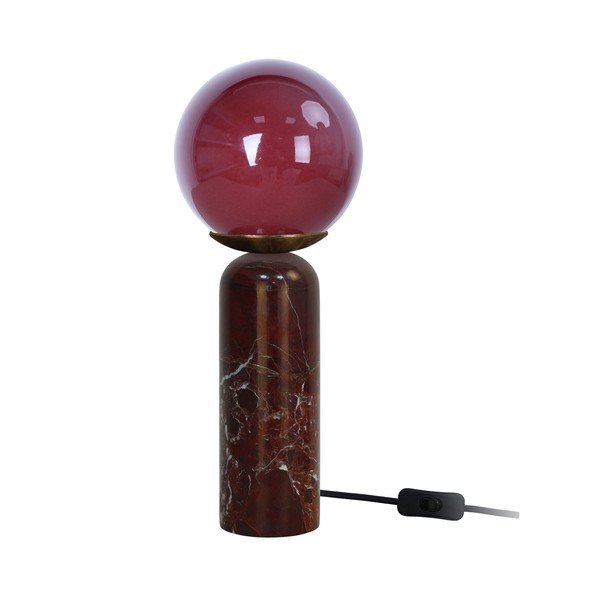 Vínovočervená mramorová stolová lampa (výška  38 cm) Lazio Sphere – Leitmotiv