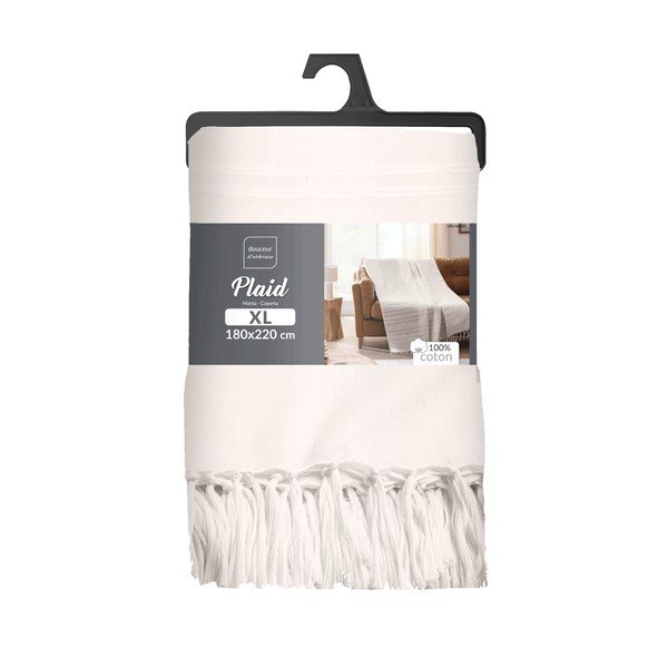 Krémovobiely bavlnený pléd 125x150 cm Lilia – douceur d'intérieur-image-2