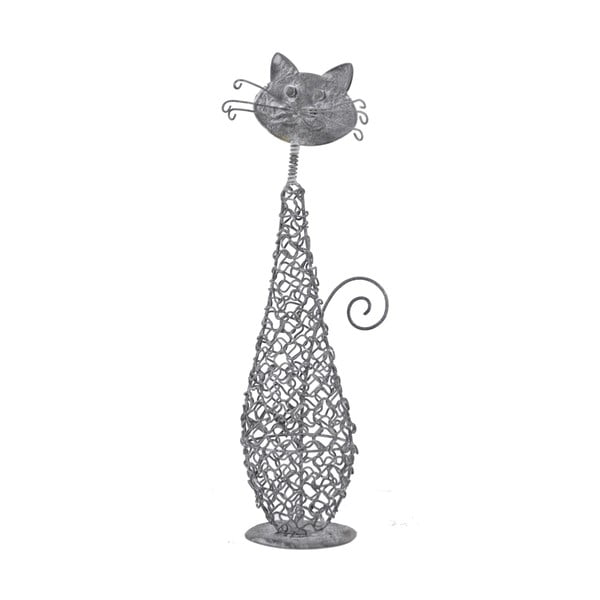 Sivá drôtená dekorácia v tvare mačky Ego Dekor, výška 26 cm