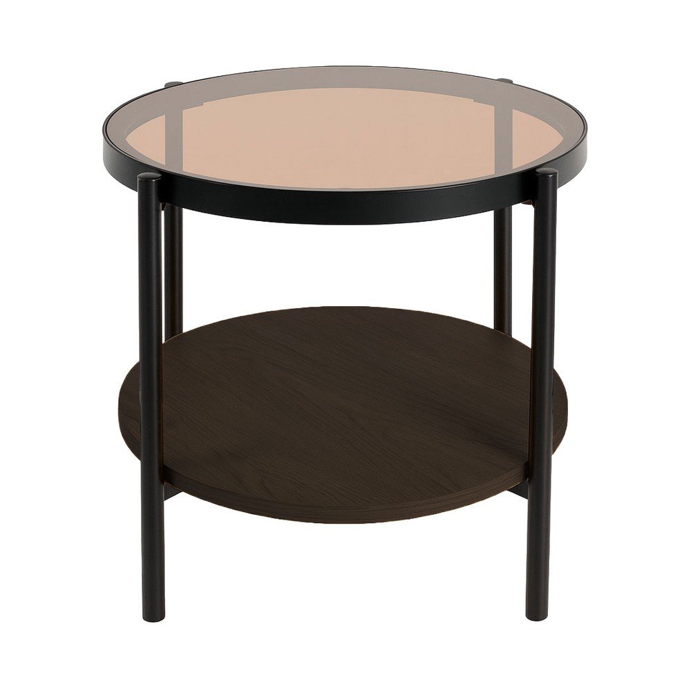 E-shop Okrúhly odkladací stolík so sklenenou doskou ø 48 cm Hassel – Unique Furniture
