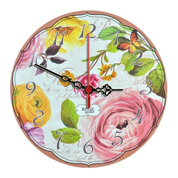 Nástenné hodiny Rose Garden, 30 cm