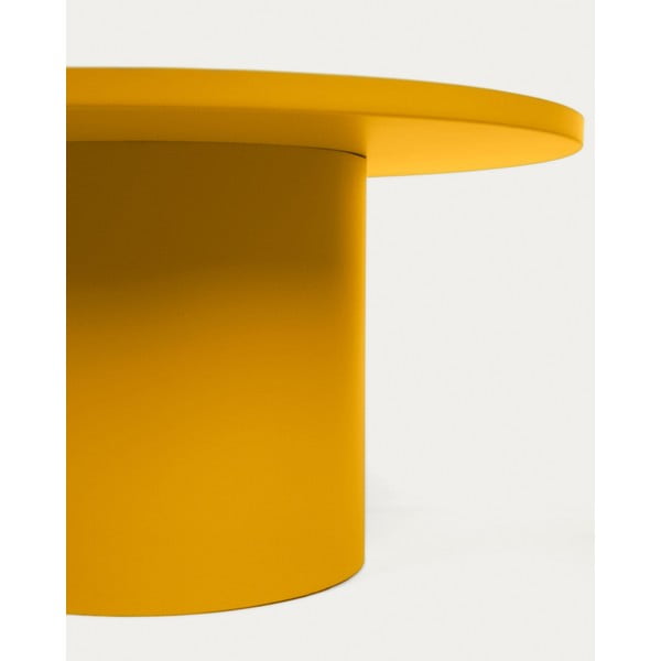 Kovový okrúhly konferenčný stolík v horčicovej farbe ø 72 cm Fleksa – Kave Home-image-1