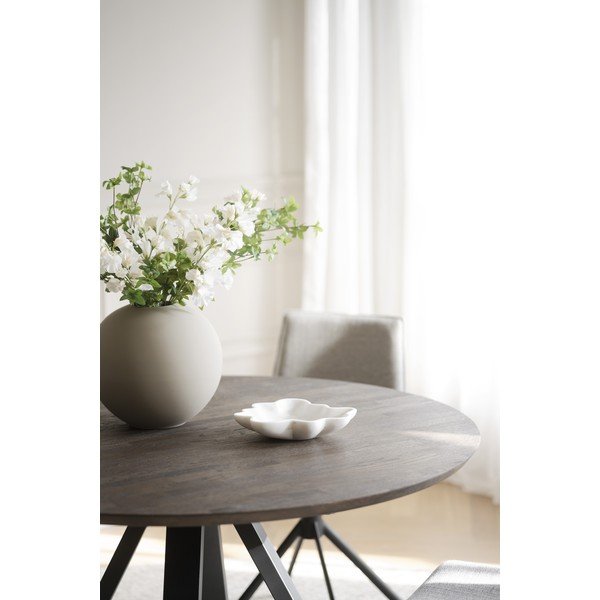 Tmavohnedý okrúhly jedálenský stôl s doskou z dubového dreva ø 130 cm Carradale – Rowico-image-4