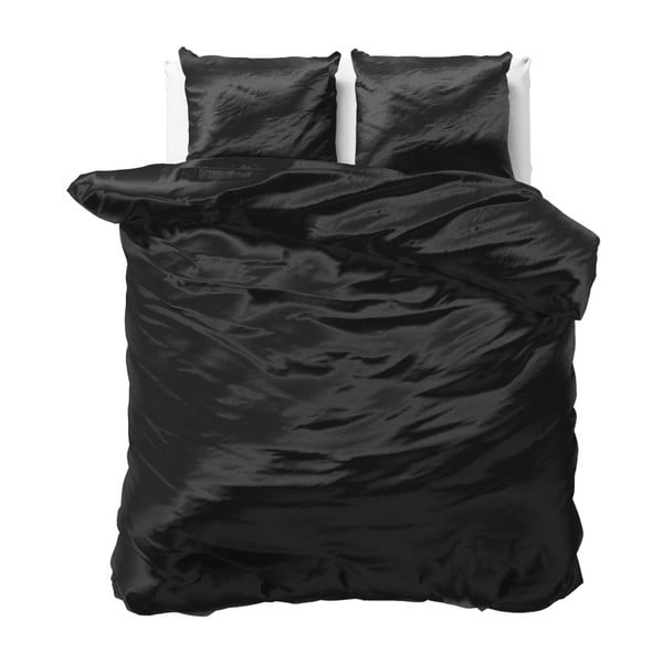 Čierne obliečky zo saténového mikroperkálu na dvojlôžko Sleeptime, 200 x 220 cm