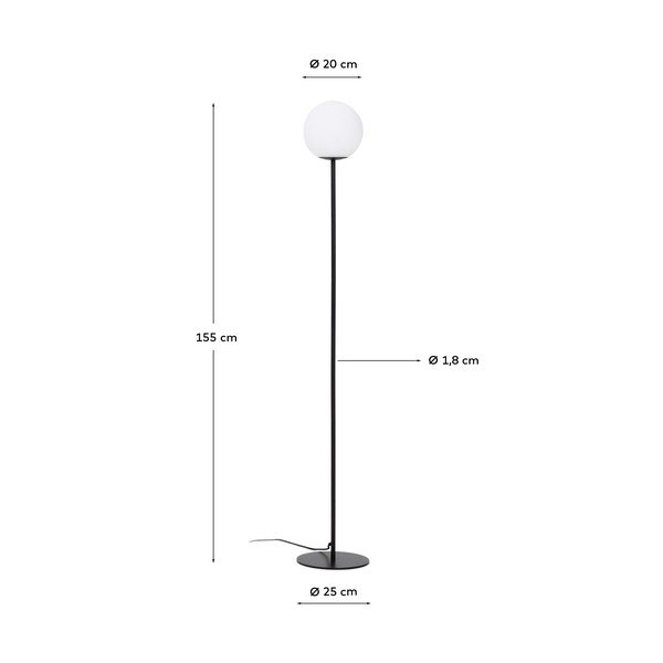 Biela/čierna stojacia lampa so skleneným tienidlom (výška  155 cm) Brisia – Kave Home-image-4