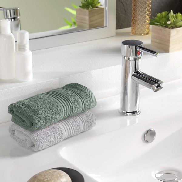 Šalviový zelený froté bavlnený uterák 30x50 cm Tendresse – douceur d'intérieur-image-1