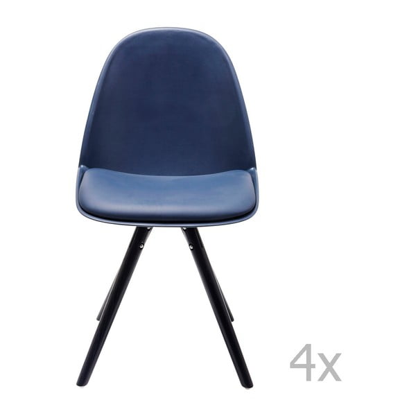 Sada 4 modrých jedálenských stoličiek s nožičkami z jaseňového dreva Kare Design Candy