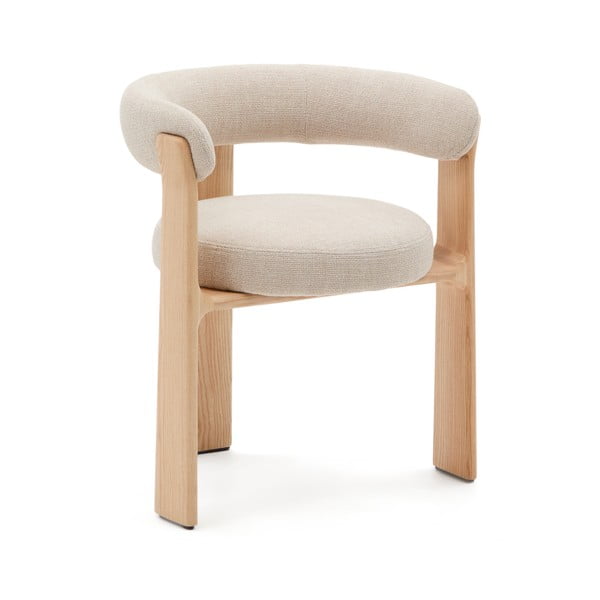 Béžové/v prírodnej farbe jedálenské kreslo s podrúčkami z jaseňového dreva Granite – Kave Home