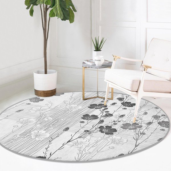 Sivý prateľný okrúhly koberec vhodný pre robotické vysávače ø 80 cm Comfort – Mila Home-image-2