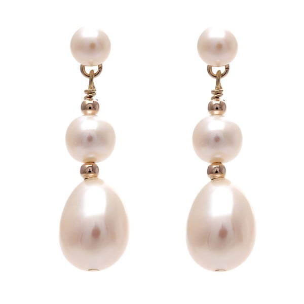 Náušnice z riečnych perál GemSeller Foetida, biele perly