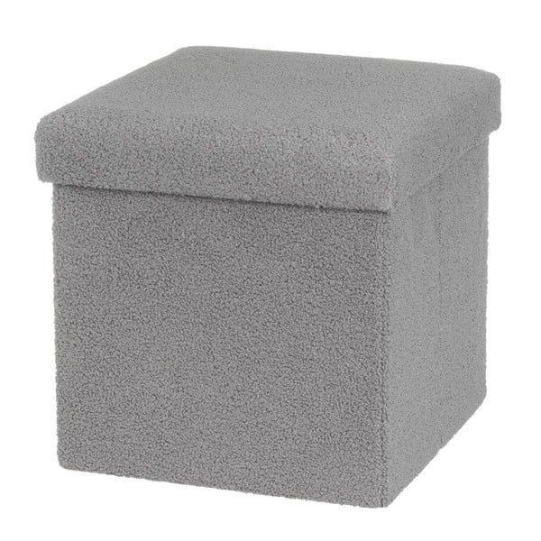 Sivý taburet z textílie buklé Folding – Casa Selección