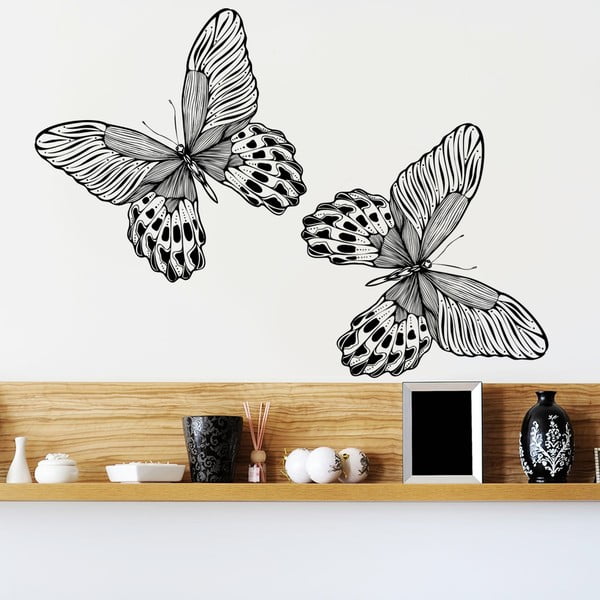 Samolepka na stenu Čierne motýlei, 90x60 cm
