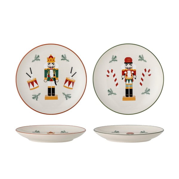 Krémové dezertné taniere s vianočným motívom z kameniny v súprave 2 ks ø 16 cm Jolly – Bloomingville-image-2
