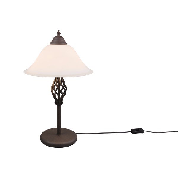 Tmavohnedá stolová lampa so skleneným tienidlom (výška  50 cm) Rustica – Trio-image-3