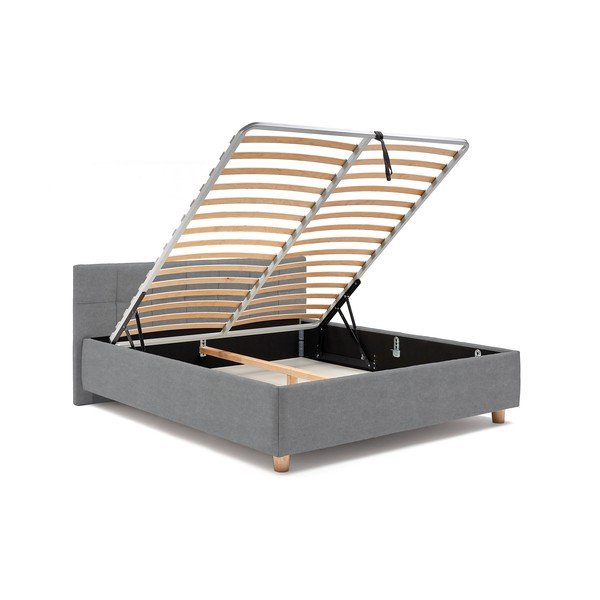 Modrosivá dvojlôžková posteľ s roštom a úložným priestorom PreSpánok Leda, 180 x 200 cm-image-4