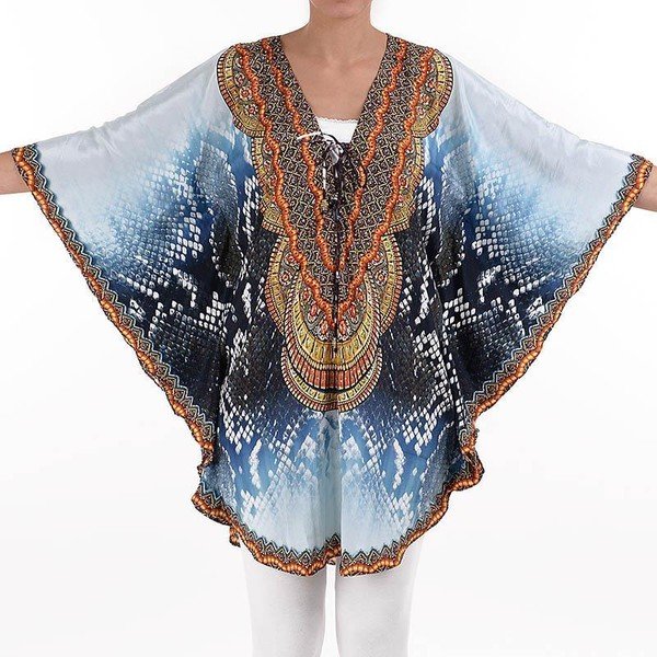 Plážová tunika Blouse modrá/oranžová, veľ. M