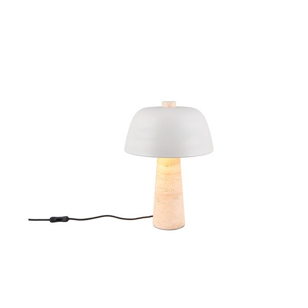 Biela/béžová stolová lampa s kovovým tienidlom (výška  41 cm) Timba – Trio Select-image-4