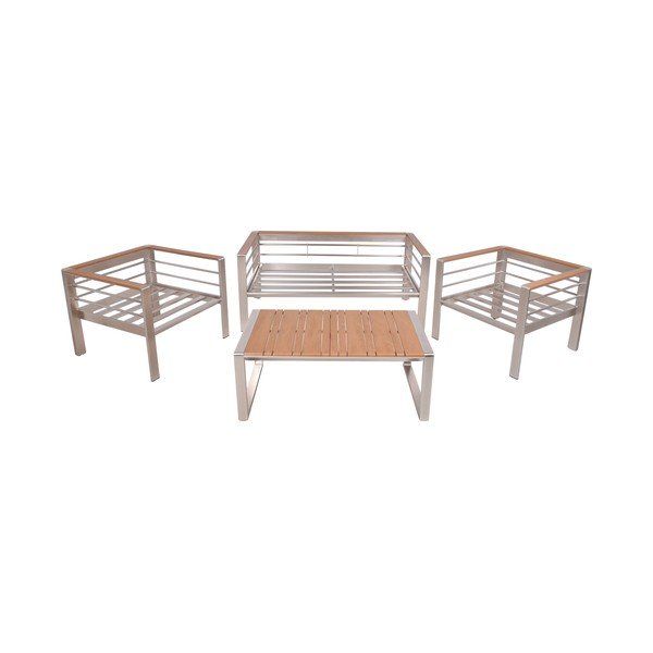 Sivý kovový záhradný lounge set pre 4 Florence – Garden Pleasure-image-3