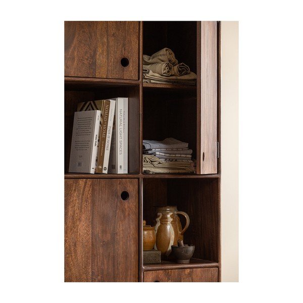 Tmavohnedá skrinka z mangového dreva 75x210x45 cm Staes – WOOOD-image-3