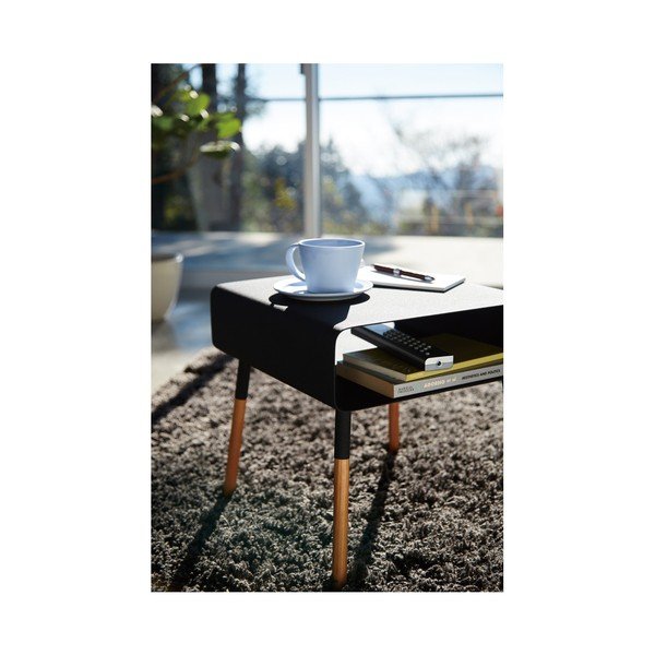 Čierny odkladací stolík YAMAZAKI Plain, výška 35 cm-image-1