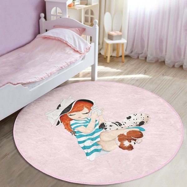 Ružový detský koberec ø 120 cm Comfort – Mila Home-image-2