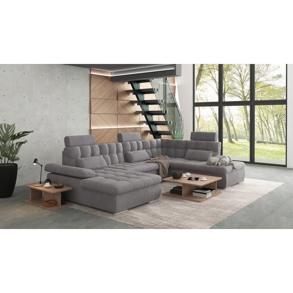 Sivá rozkladacia/s úložným priestorom rohová pohovka (pravý roh/do "U") Merkur – Ropez-image-3