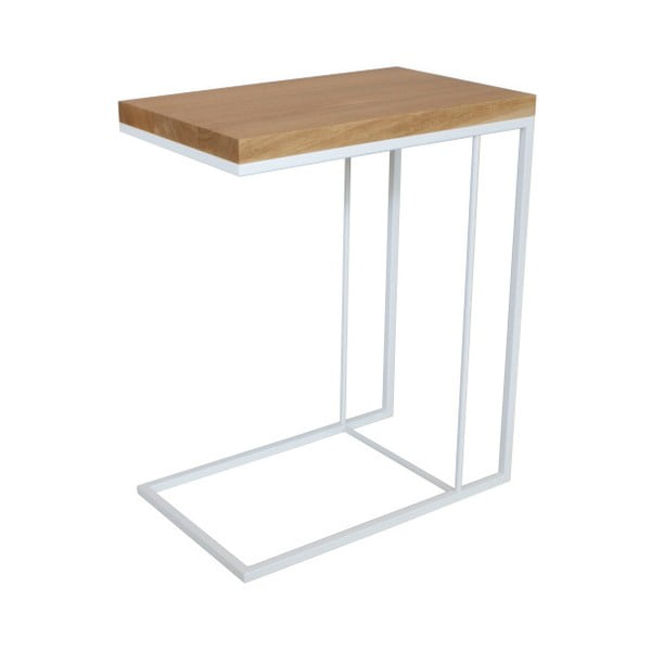 Biely odkladací stolík s doskou z dubového dreva Take Me HOME Felix, 50 × 30 cm