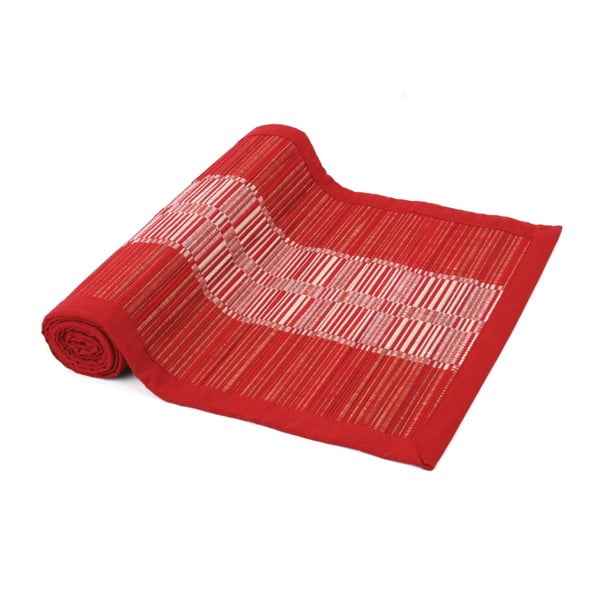 Červený behúň na stôl zo slamy a bavlny Ladelle Akita, 33 x 150 cm