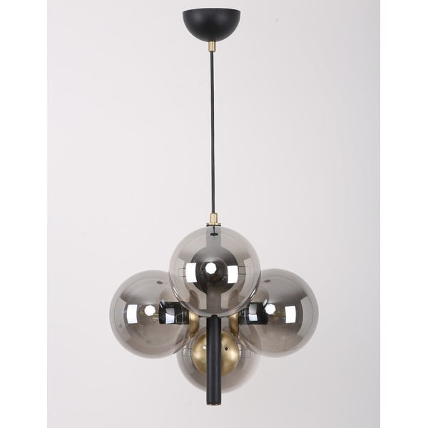 Čierne/sivé závesné svietidlo so skleneným tienidlom ø 15 cm Forte – Squid Lighting-image-3